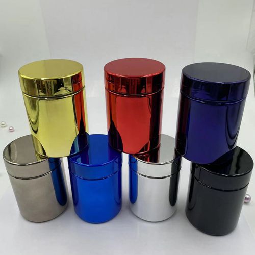 Frascos de HDPE coloridos, cromados.